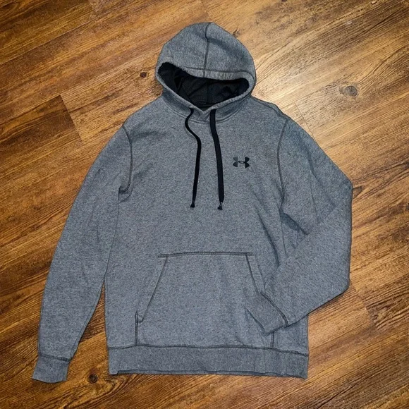 Under Armour Cold Gear Charcoal Gray Fitted Long Sleeve Fleece Hoodie Size L - Picture 1 of 7